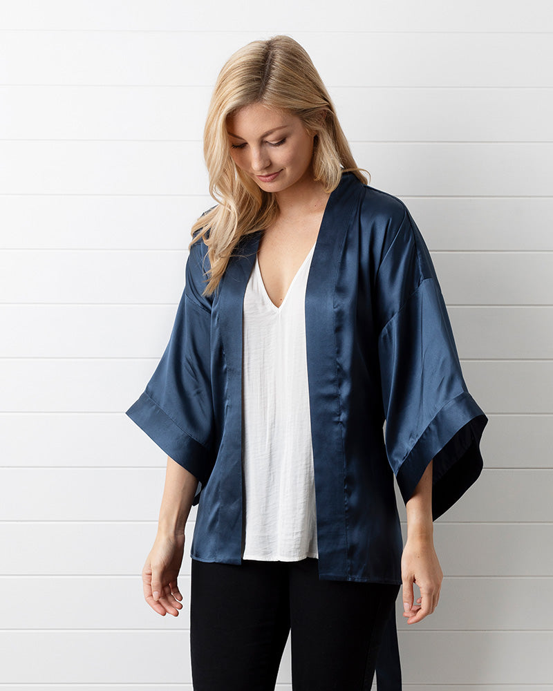 Satin kimono top deals