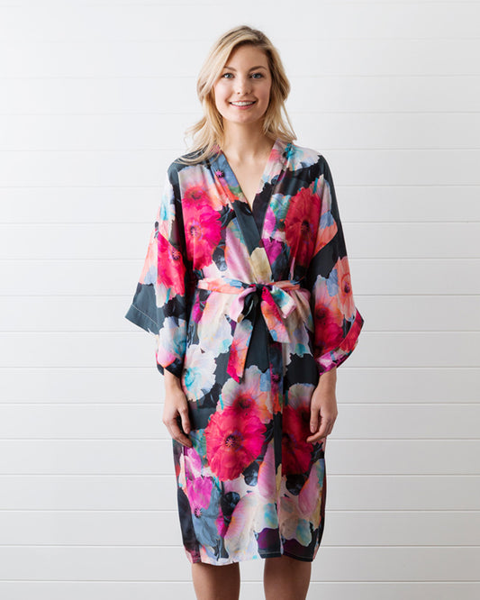 Dark Poppy Silk Dressing Gown - Squeak