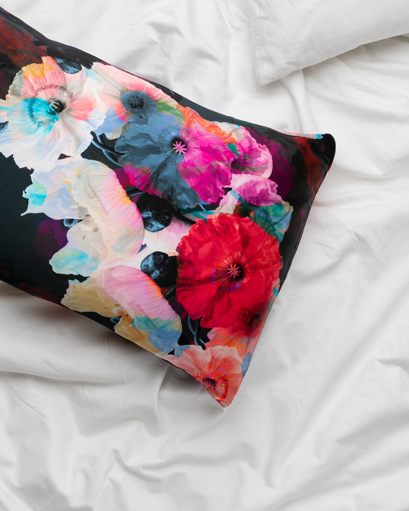 Dark Poppy Silk Pillowcase