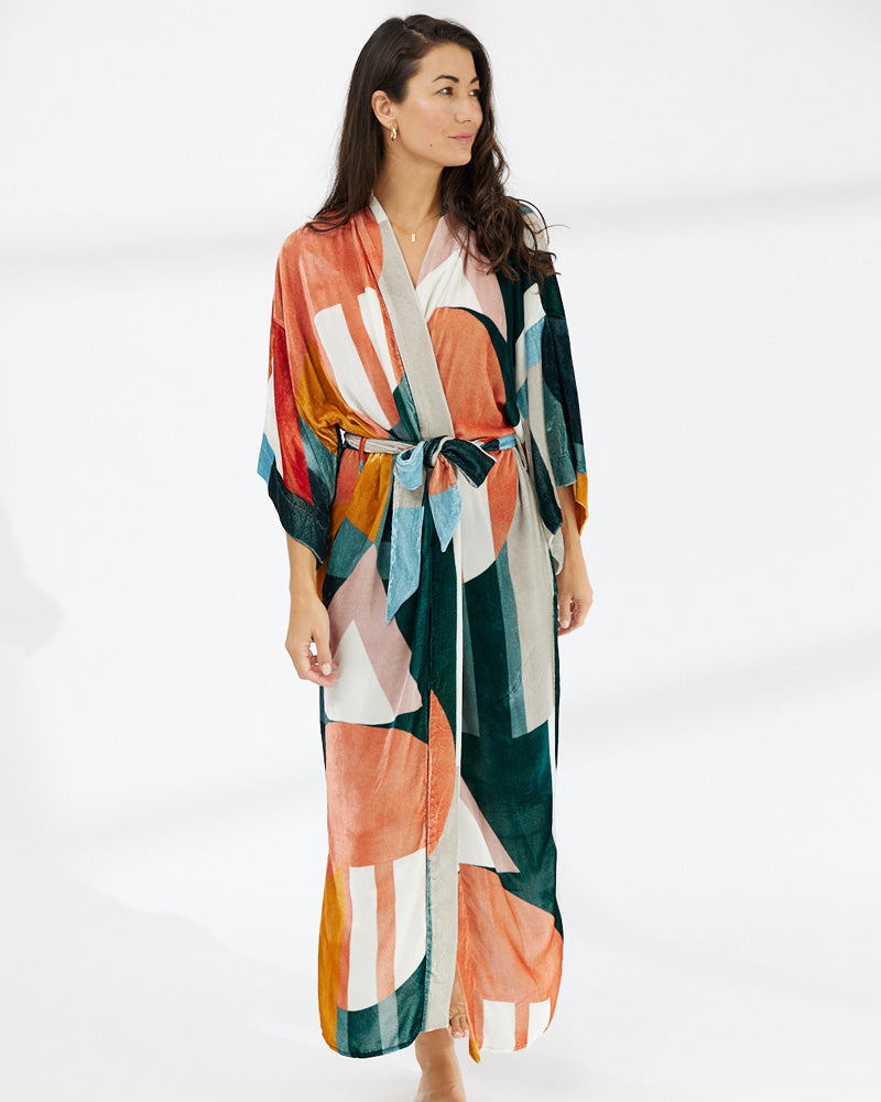 Gillian Silk Velvet Kimono Robe