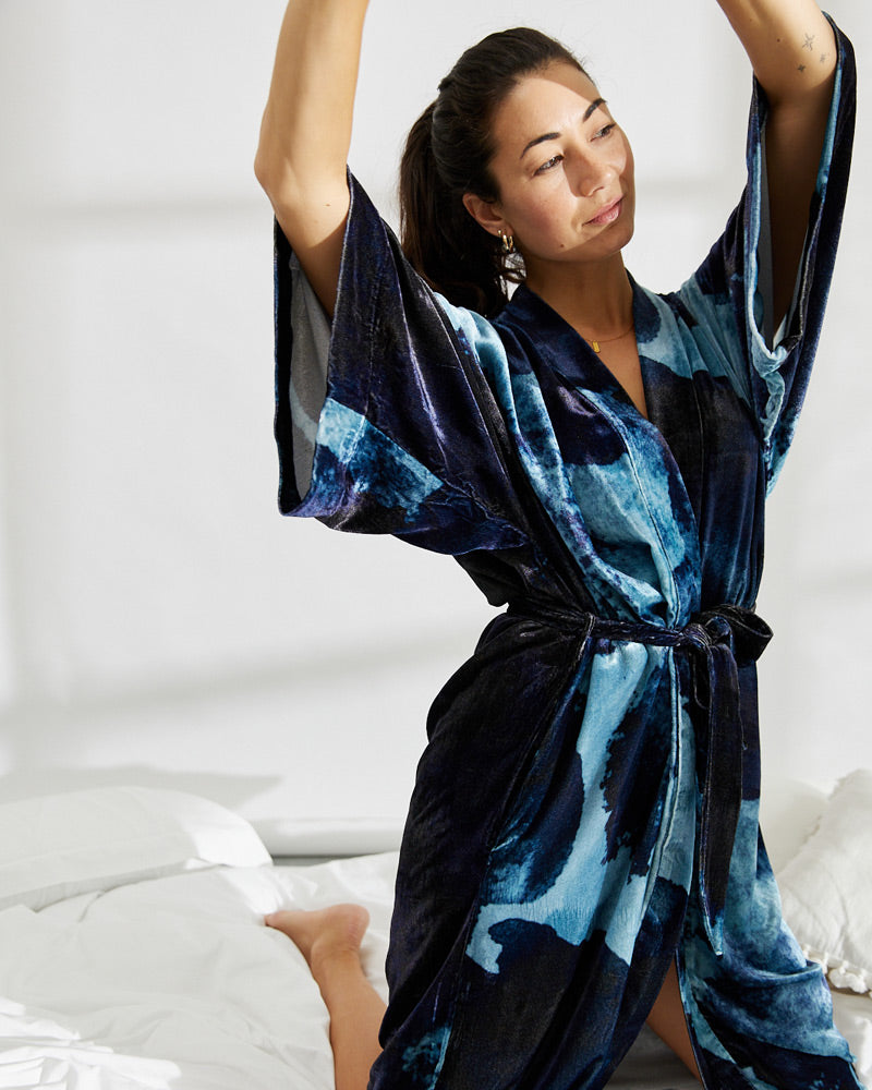 Velvet kimono clearance dress