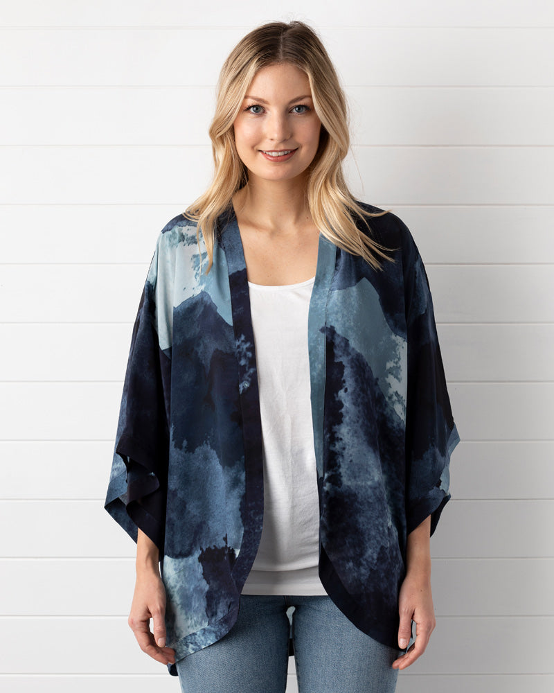 Midnight Ink Silk Kimono