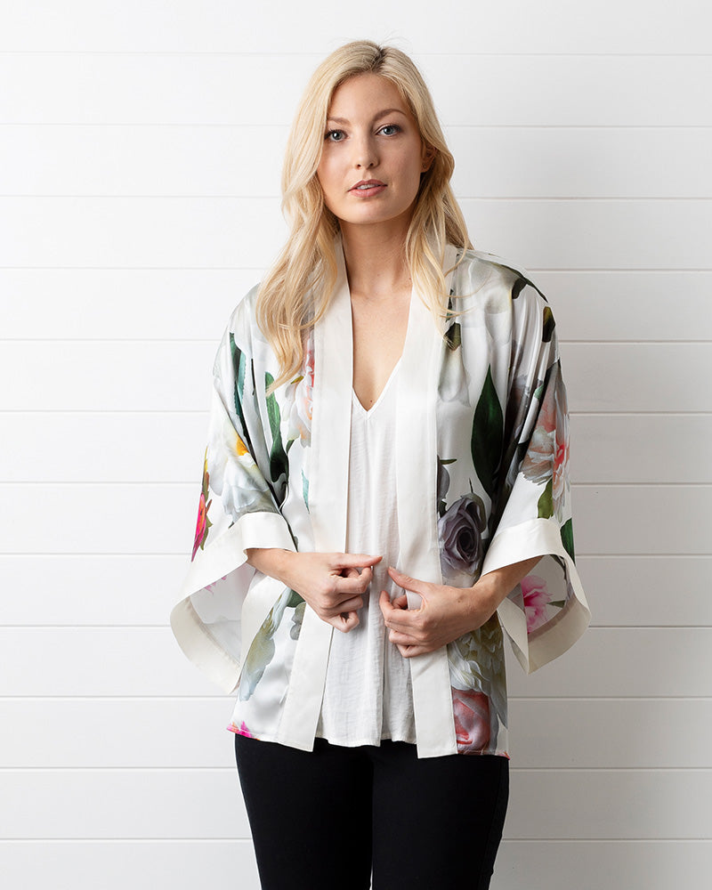 Satin kimono jacket store