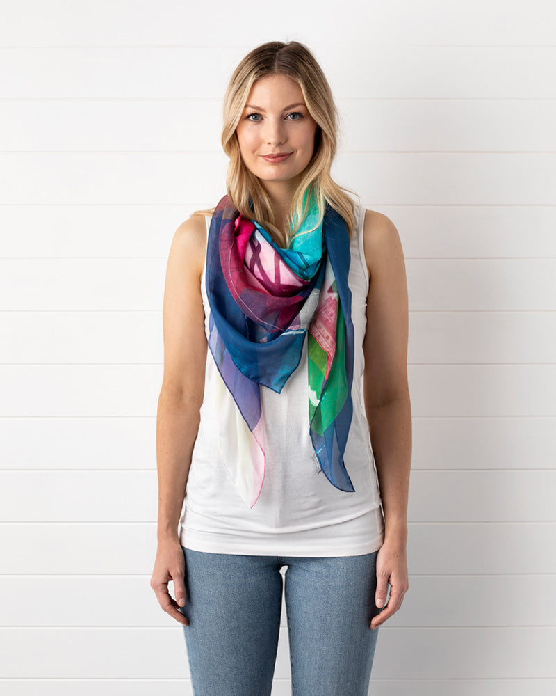 Colourful top silk scarves